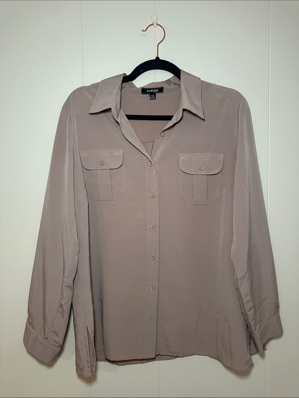 Taupe Beige Button-Up Shirt